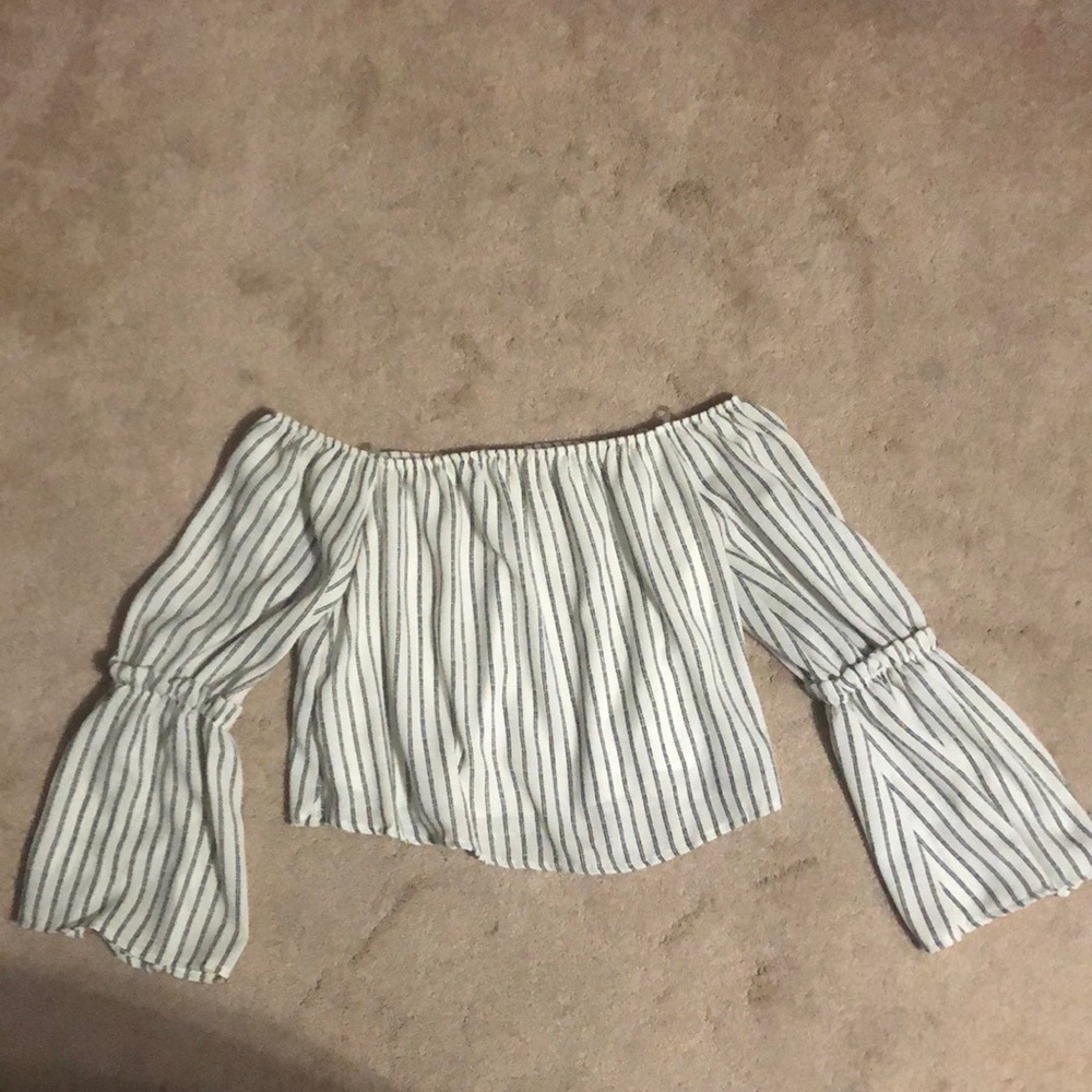 Small off the shoulder long sleeve striped Altar’d State blouse